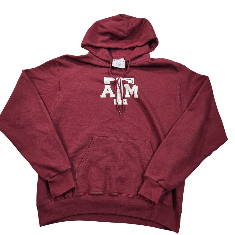 Texas A&M Aggies Hoodie Mens Medium Maroon Champion ATM Logo Sweatshirt